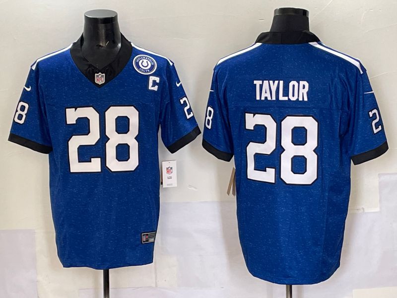 Men 2025 Indianapolis Colts #28 Taylor Blue Retro three generations Nike Limited NFL Jersey 03